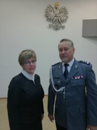 Wyróżniona z Komendantem Powiatowym Policji w Łęczycy.