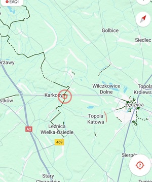 Mapa miejsca zgromadzenia na terenie drogi W703 w miejscowości Janków.