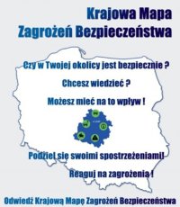 Napis krajowa mapa zagrożeń bezpieczeństwa z mapą Polski.