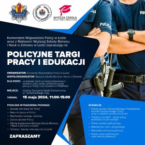 Kolorowa infografika z wizerunkiem policjantów. Treść informacyjne tekstowe.