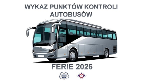 Autokar z napisem punkty kontroli autokarów.