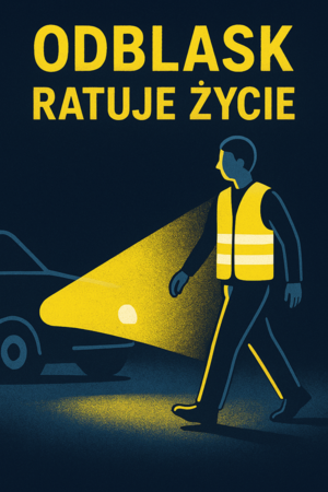 Grafika z postacią osoby z odblaskami.