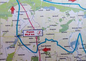 Mapa terenu z trasa przejazdu.